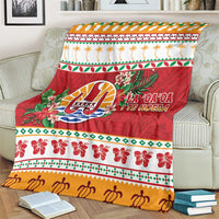 French Polynesia Christmas Blanket Coat Of Arms Merry Xmas