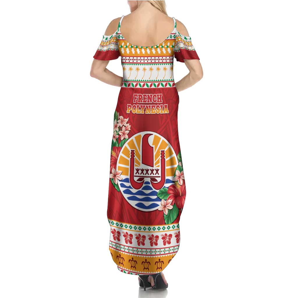 French Polynesia Christmas Family Matching Summer Maxi Dress and Hawaiian Shirt Coat Of Arms Merry Xmas