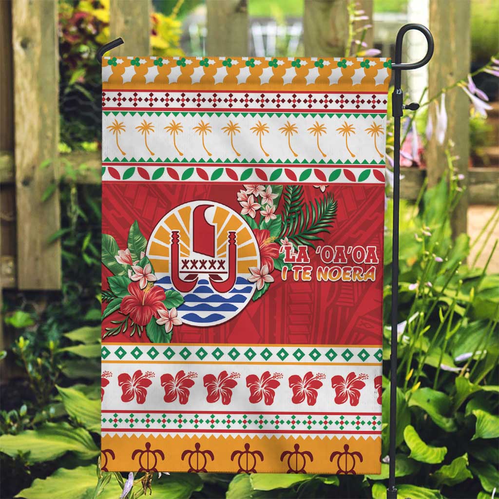 French Polynesia Christmas Garden Flag Coat Of Arms Merry Xmas LT05 Garden Flag Red - Polynesian Pride