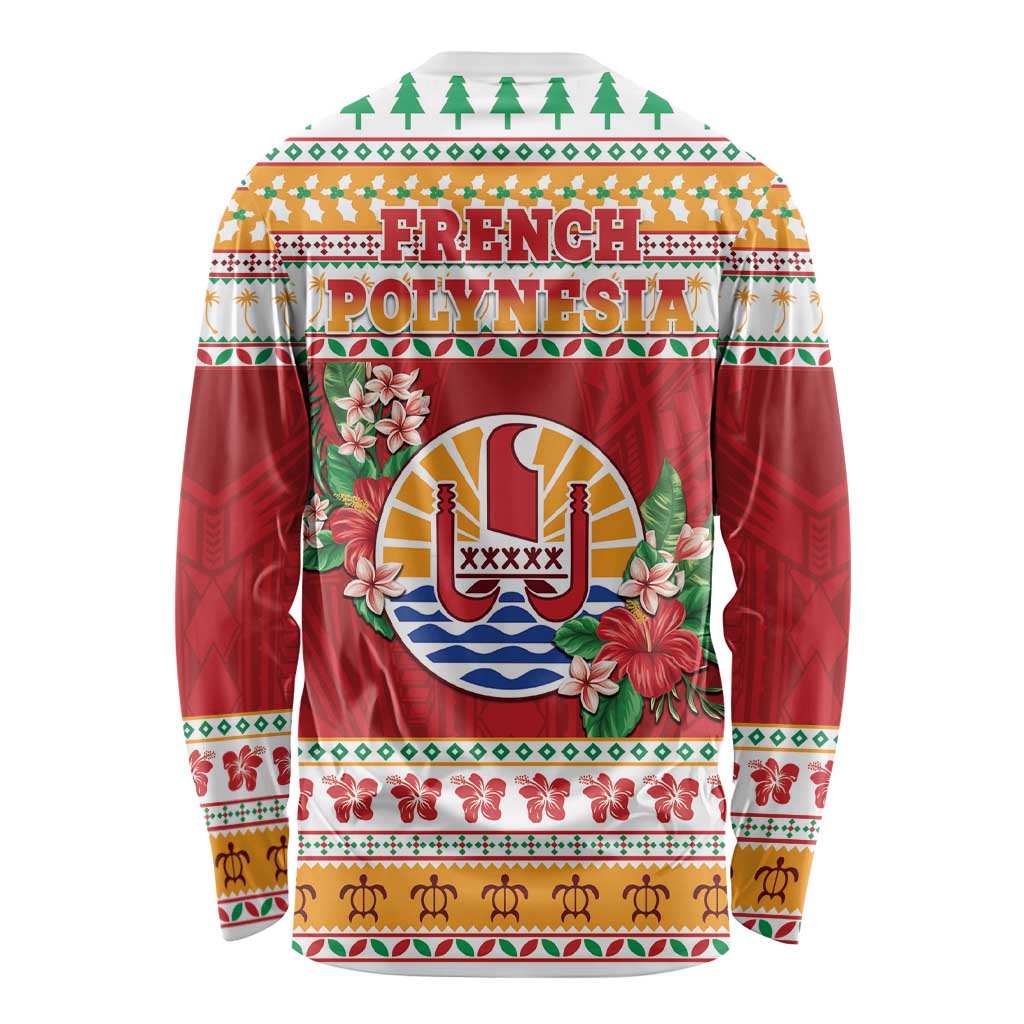 French Polynesia Christmas Long Sleeve Shirt Coat Of Arms Merry Xmas