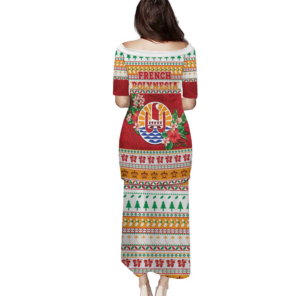 French Polynesia Christmas Puletasi Coat Of Arms Merry Xmas