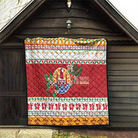 French Polynesia Christmas Quilt Coat Of Arms Merry Xmas