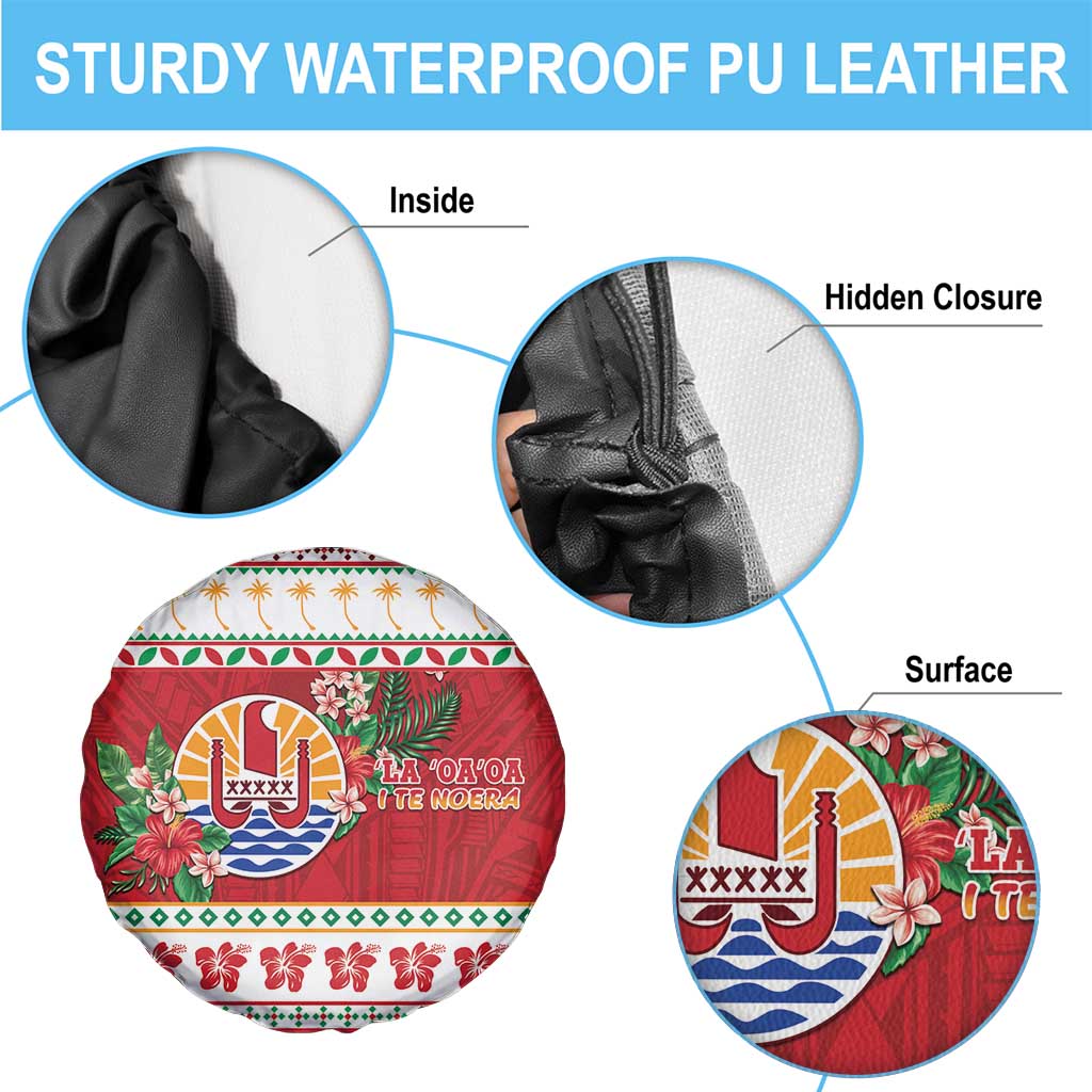 French Polynesia Christmas Spare Tire Cover Coat Of Arms Merry Xmas