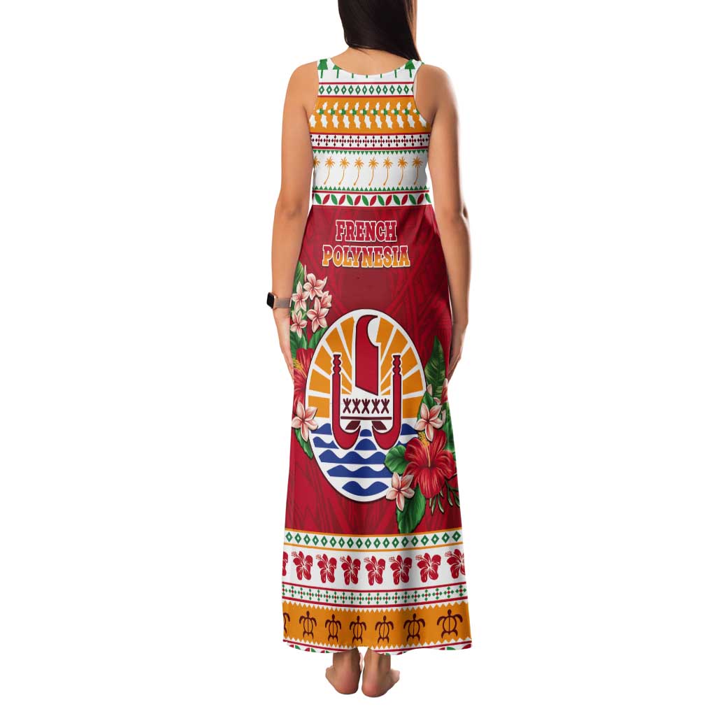 French Polynesia Christmas Tank Maxi Dress Coat Of Arms Merry Xmas