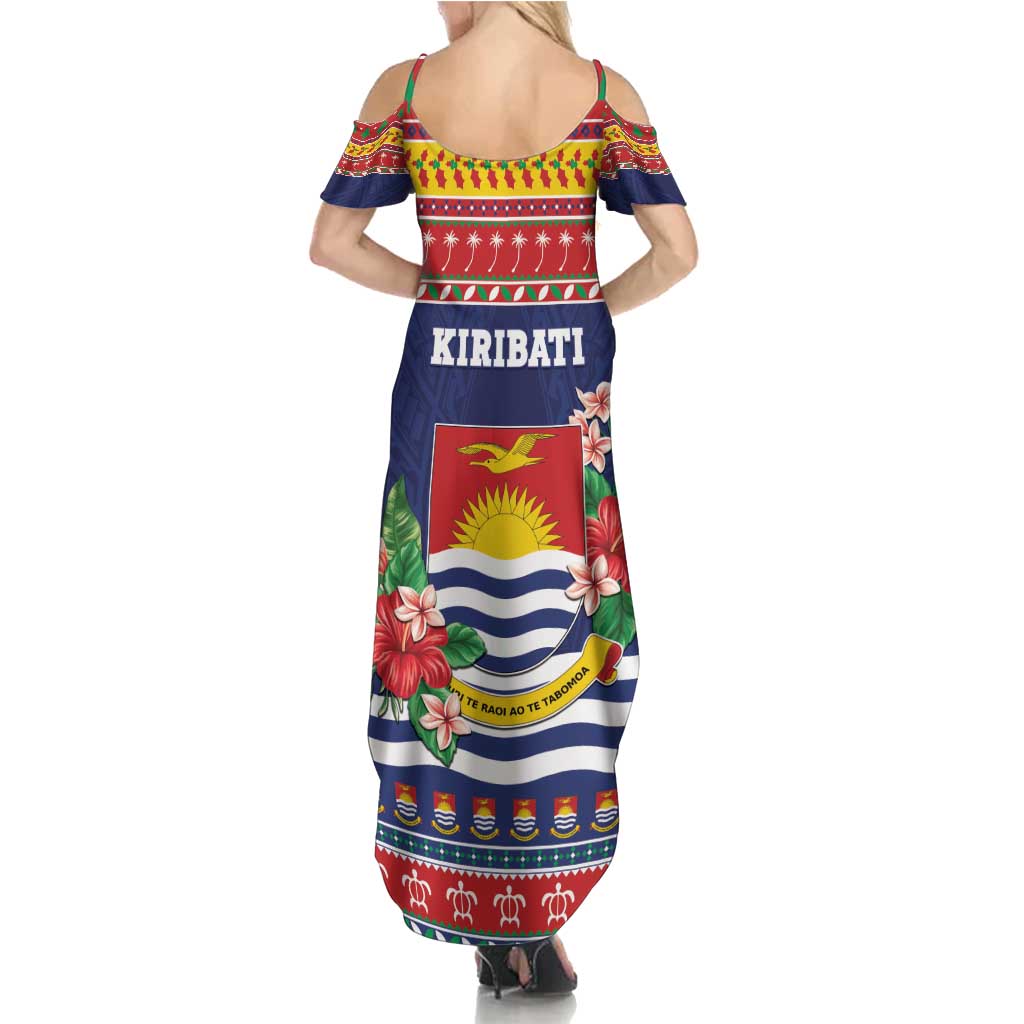 Kiribati Christmas Family Matching Summer Maxi Dress and Hawaiian Shirt Coat Of Arms Tekeraoi Te Kiritimati