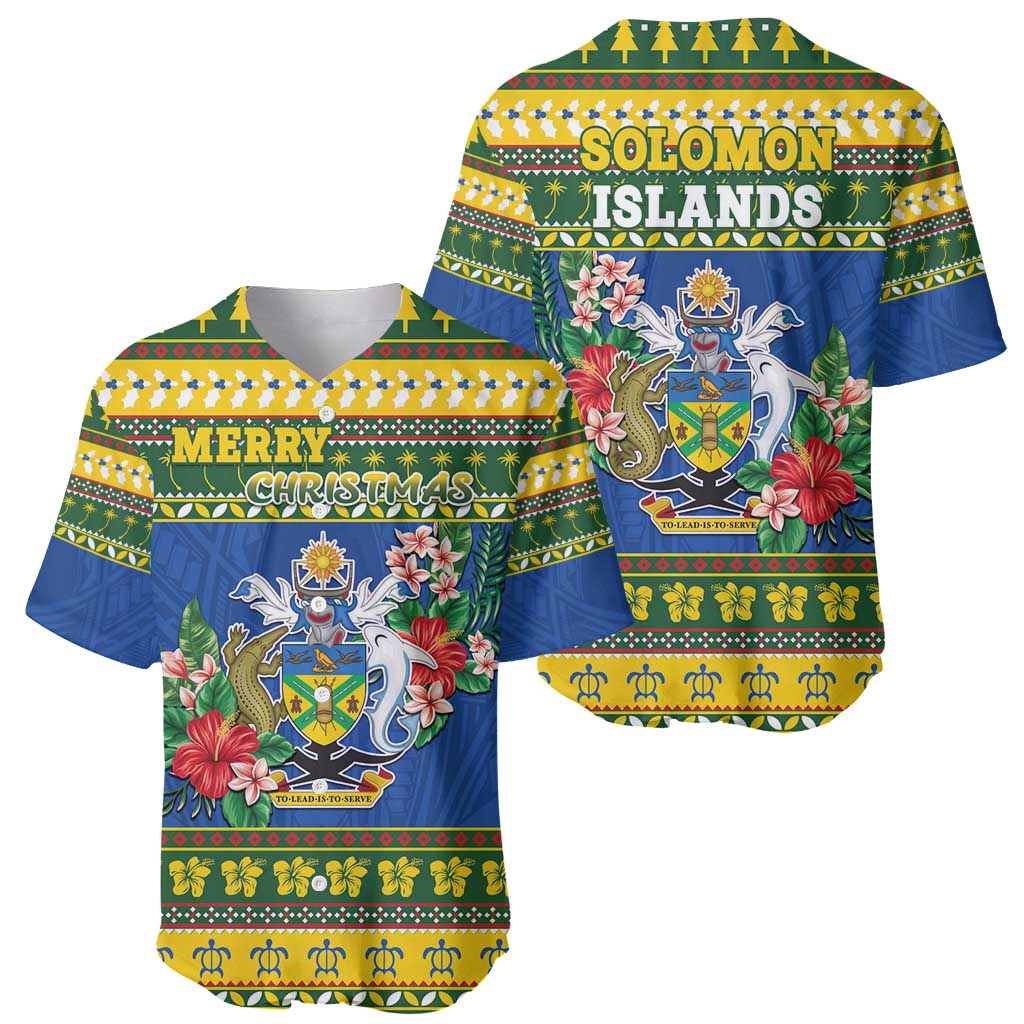 Solomon Islands Christmas Baseball Jersey Coat Of Arms Merry Xmas LT05 - Polynesian Pride
