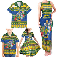 Solomon Islands Christmas Family Matching Tank Maxi Dress and Hawaiian Shirt Coat Of Arms Merry Xmas