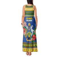 Solomon Islands Christmas Tank Maxi Dress Coat Of Arms Merry Xmas