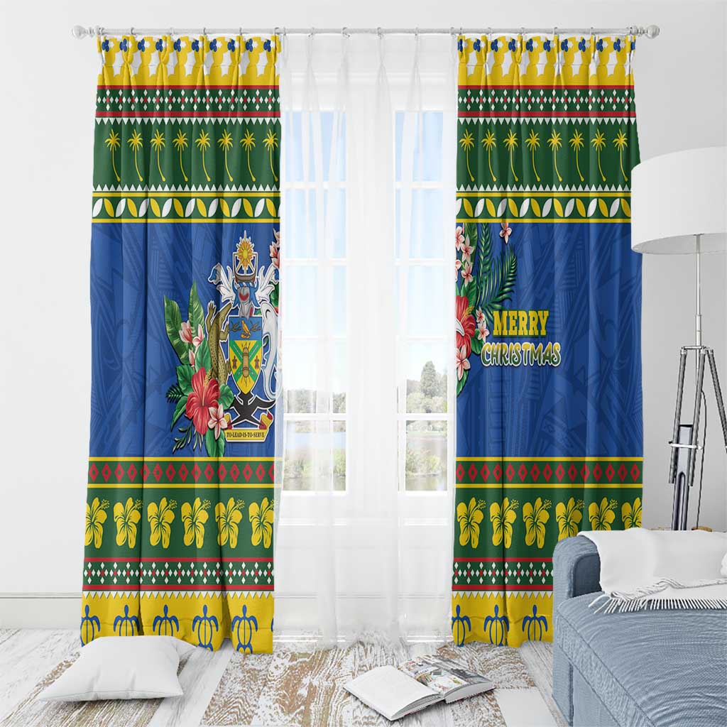Solomon Islands Christmas Window Curtain Coat Of Arms Merry Xmas