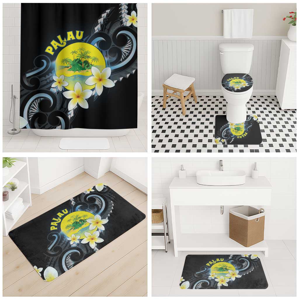 Palau United Nations Day Bathroom Set Polynesian Curves Plumeria - Polynesian Pride