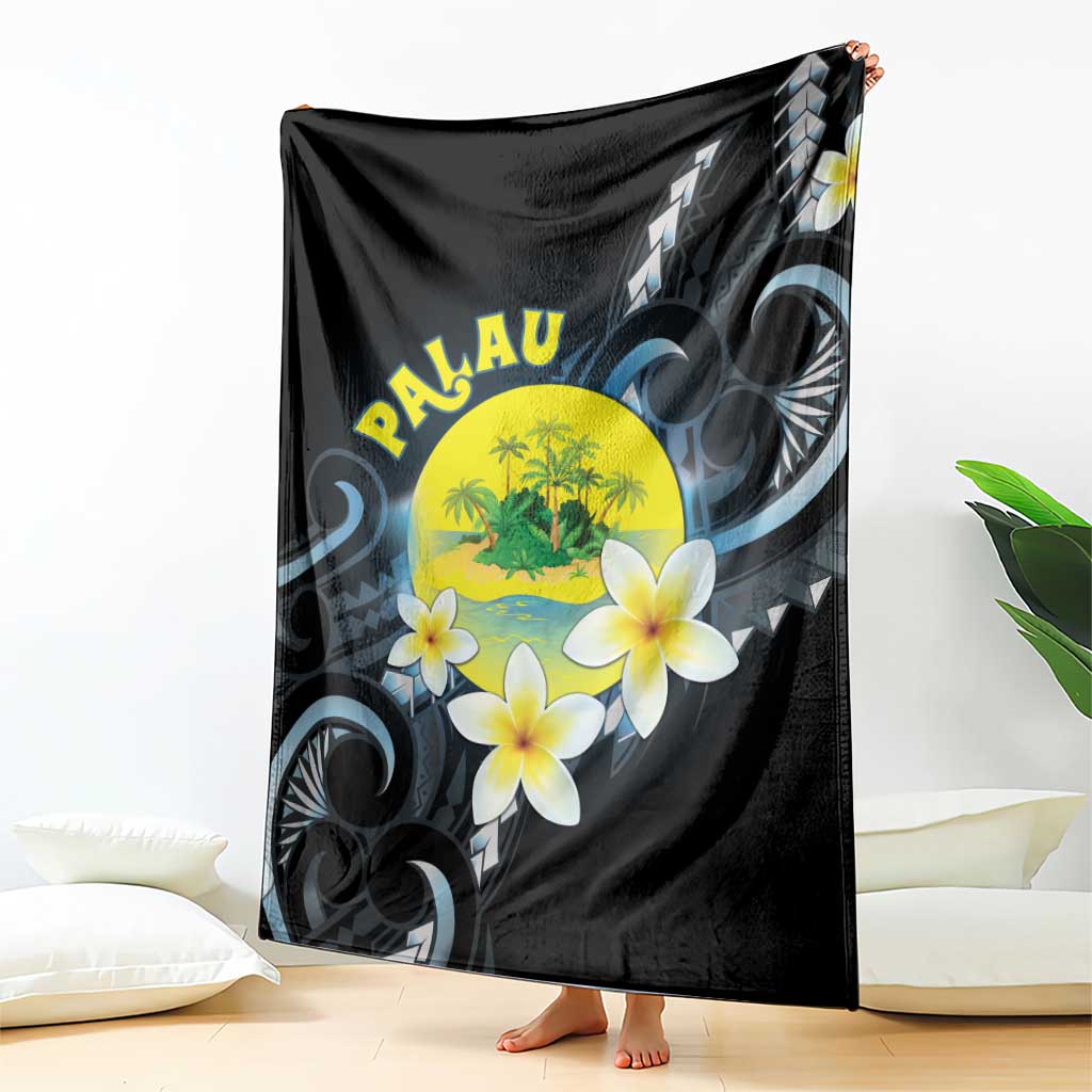 Palau United Nations Day Blanket Polynesian Curves Plumeria - Polynesian Pride