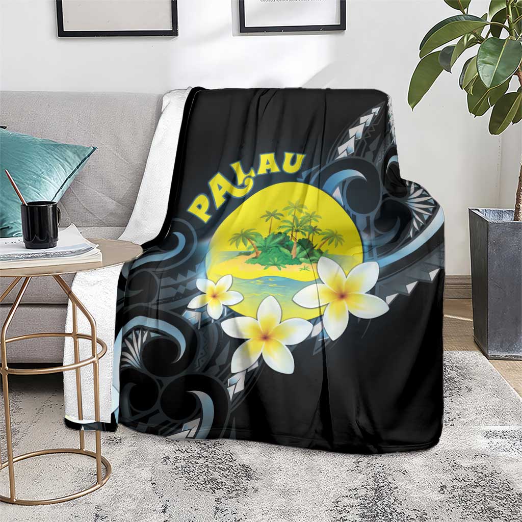 Palau United Nations Day Blanket Polynesian Curves Plumeria - Polynesian Pride