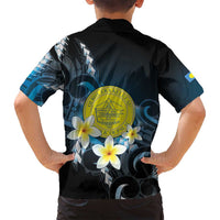 Palau United Nations Day Family Matching Off Shoulder Maxi Dress and Hawaiian Shirt Polynesian Curves Plumeria - Polynesian Pride