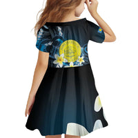 Palau United Nations Day Family Matching Off Shoulder Maxi Dress and Hawaiian Shirt Polynesian Curves Plumeria - Polynesian Pride