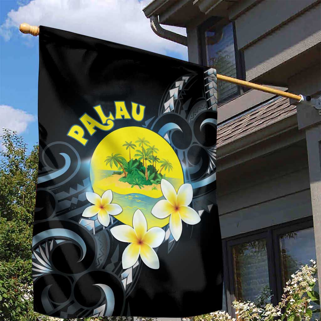 Palau United Nations Day Garden Flag Polynesian Curves Plumeria - Polynesian Pride
