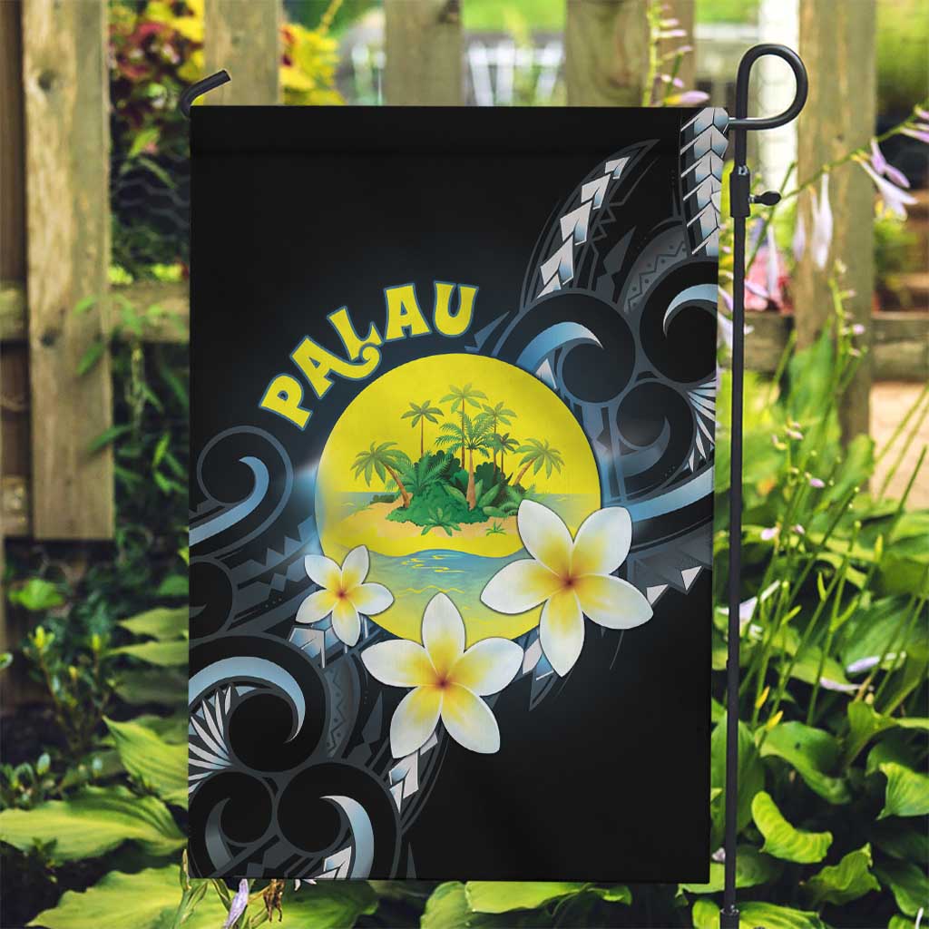 Palau United Nations Day Garden Flag Polynesian Curves Plumeria - Polynesian Pride