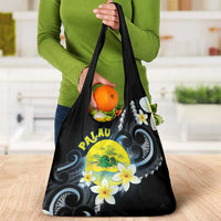 Palau United Nations Day Grocery Bag Polynesian Curves Plumeria - Polynesian Pride