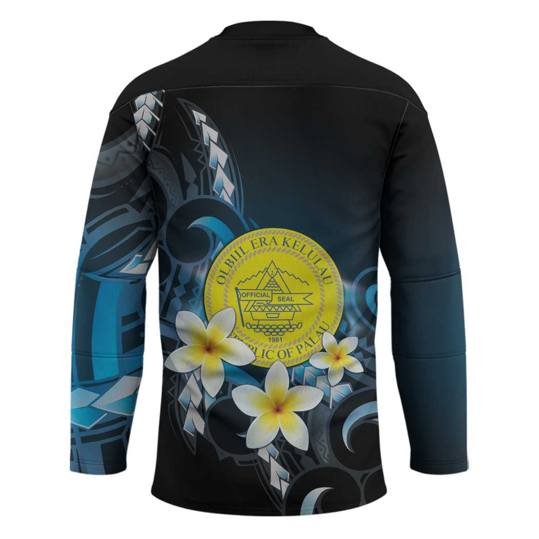Palau United Nations Day Hockey Jersey Polynesian Curves Plumeria - Polynesian Pride