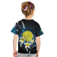 Palau United Nations Day Kid T Shirt Polynesian Curves Plumeria - Polynesian Pride