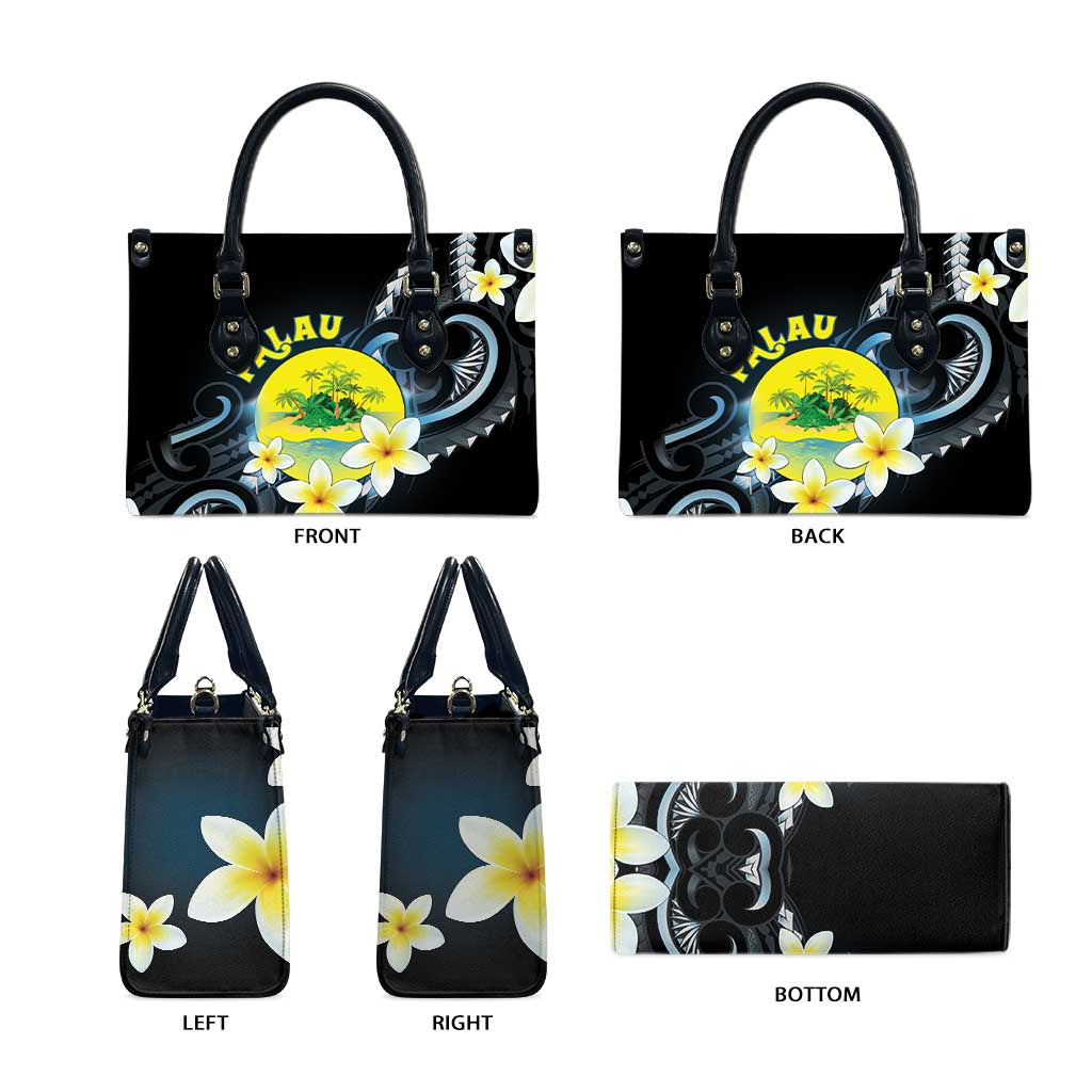 Palau United Nations Day Leather Bag Polynesian Curves Plumeria - Polynesian Pride