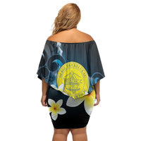 Palau United Nations Day Off Shoulder Short Dress Polynesian Curves Plumeria - Polynesian Pride