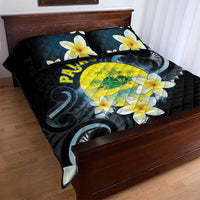 Palau United Nations Day Quilt Bed Set Polynesian Curves Plumeria - Polynesian Pride
