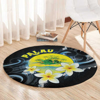 Palau United Nations Day Round Carpet Polynesian Curves Plumeria - Polynesian Pride