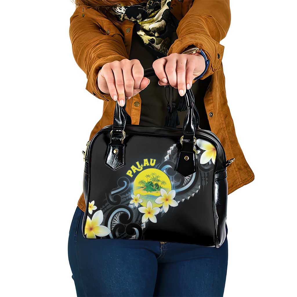 Palau United Nations Day Shoulder Handbag Polynesian Curves Plumeria - Polynesian Pride