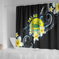 Palau United Nations Day Shower Curtain Polynesian Curves Plumeria - Polynesian Pride