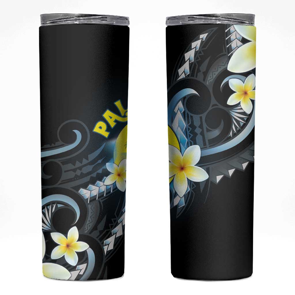 Palau United Nations Day Skinny Tumbler Polynesian Curves Plumeria - Polynesian Pride