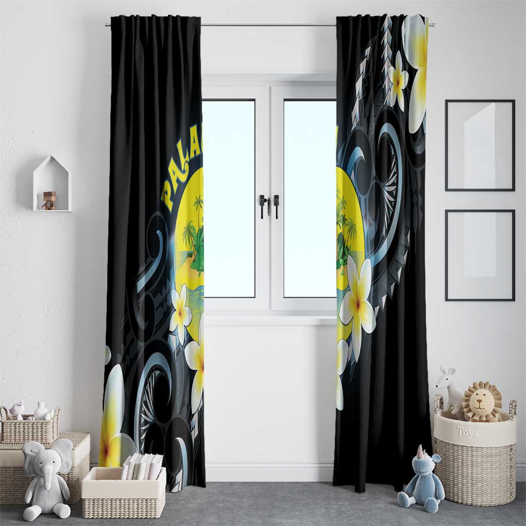 Palau United Nations Day Window Curtain Polynesian Curves Plumeria - Polynesian Pride