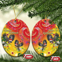 New Zealand Piwakawaka Christmas Ceramic Ornament With Maori Pattern