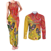 New Zealand Piwakawaka Christmas Couples Matching Tank Maxi Dress and Long Sleeve Button Shirt With Maori Pattern