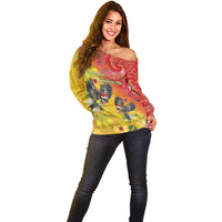 New Zealand Piwakawaka Christmas Off Shoulder Sweater With Maori Pattern LT05 - Polynesian Pride