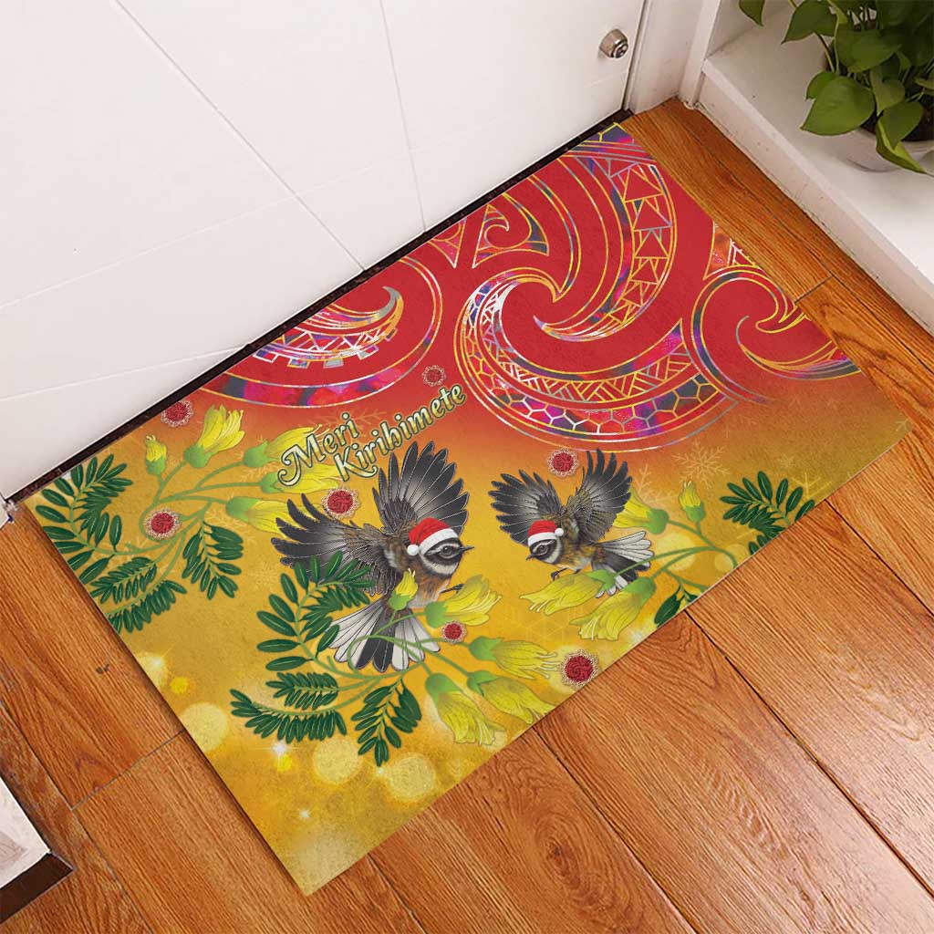 New Zealand Piwakawaka Christmas Rubber Doormat With Maori Pattern