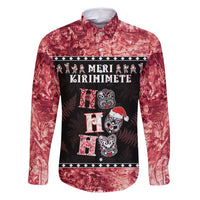 Personalised New Zealand Tiki Christmas Family Matching Mermaid Dress and Hawaiian Shirt Ho Ho Ho Paua Shell Glitter Red