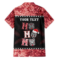 Personalised New Zealand Tiki Christmas Hawaiian Shirt Ho Ho Ho Paua Shell Glitter Red