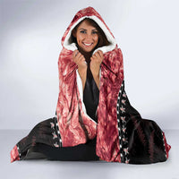 New Zealand Tiki Christmas Hooded Blanket Ho Ho Ho Paua Shell Glitter Red