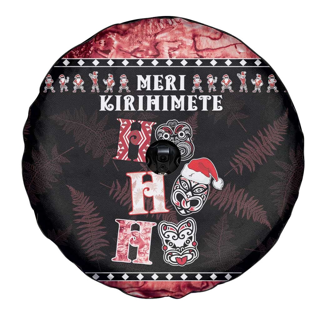 New Zealand Tiki Christmas Spare Tire Cover Ho Ho Ho Paua Shell Glitter Red
