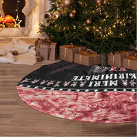 Personalised New Zealand Tiki Christmas Tree Skirt Ho Ho Ho Paua Shell Glitter Red