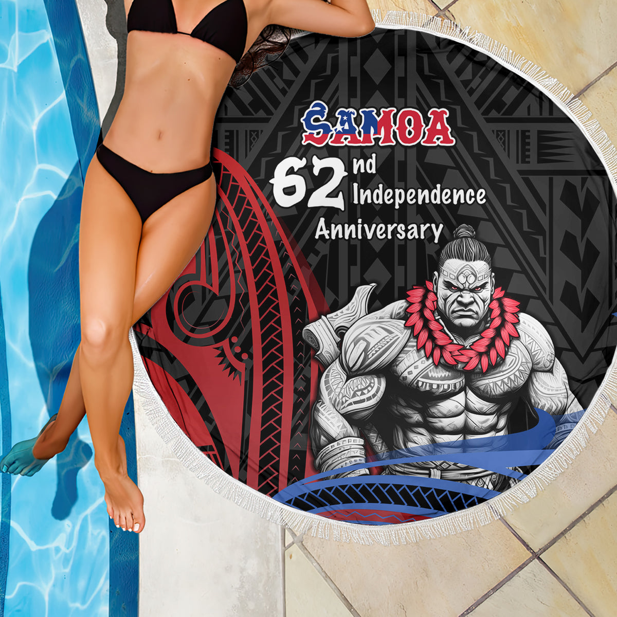 Samoa Independence Day Beach Blanket Samoan Warriors Ula Fala LT05 - Polynesian Pride