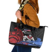 Samoa Independence Day Leather Tote Bag Samoan Warriors Ula Fala LT05 Black - Polynesian Pride