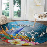 Kosrae Constitution Day Round Carpet Humpback Whale Tropical Flowers LT05 - Polynesian Pride