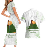 Personalised I LAVA YOU Volcano Valentine Couples Matching Short Sleeve Bodycon Dress and Hawaiian Shirt Polynesian Tribal Pattern LT05 - Polynesian Pride