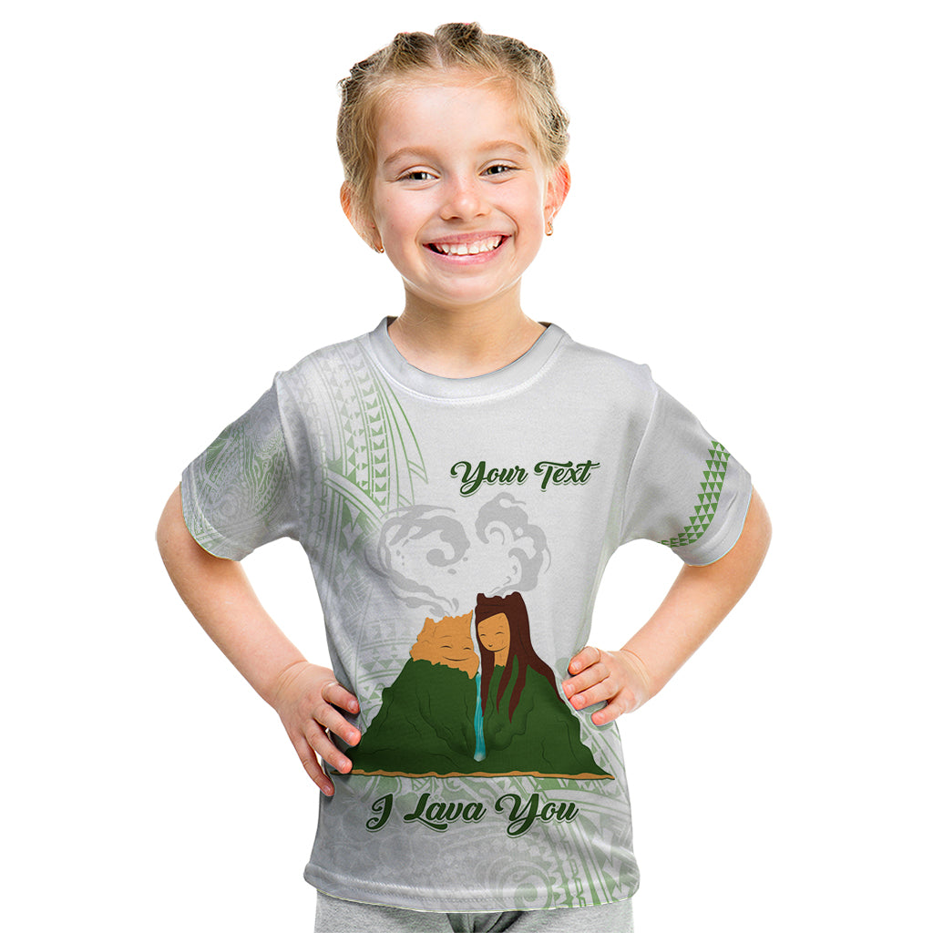 Personalised I LAVA YOU Volcano Valentine Kid T Shirt Polynesian Tribal Pattern LT05 White - Polynesian Pride