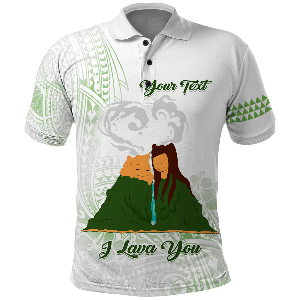 Personalised I LAVA YOU Volcano Valentine Polo Shirt Polynesian Tribal Pattern LT05 White - Polynesian Pride