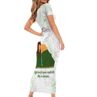 Personalised I LAVA YOU Volcano Valentine Short Sleeve Bodycon Dress Polynesian Tribal Pattern LT05 - Polynesian Pride