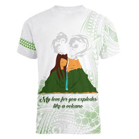 Personalised I LAVA YOU Volcano Valentine Women V Neck T Shirt Polynesian Tribal Pattern LT05 - Polynesian Pride