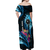 Personalised FSM Chuuk State Off Shoulder Maxi Dress Tropical Flowers Tribal Pattern LT05 - Polynesian Pride