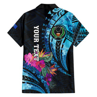 Personalised FSM Pohnpei State Family Matching Off Shoulder Long Sleeve Dress and Hawaiian Shirt Tropical Flowers Tribal Pattern LT05 - Polynesian Pride